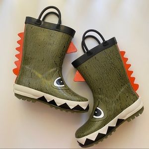 Toddler Dinosaur Green Rain Boots 9